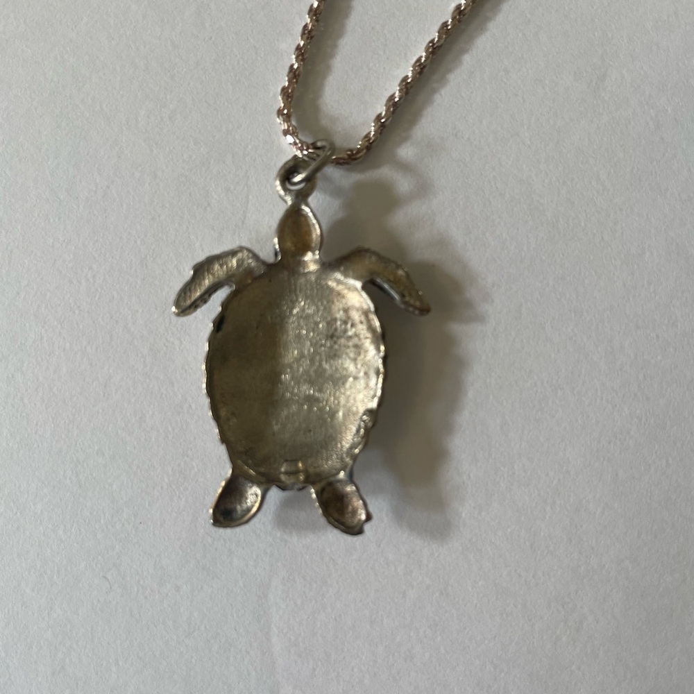 NWT Sterling Silver Sea Turtle Charm And Necklace 16 Inches - Picture 10 of 11